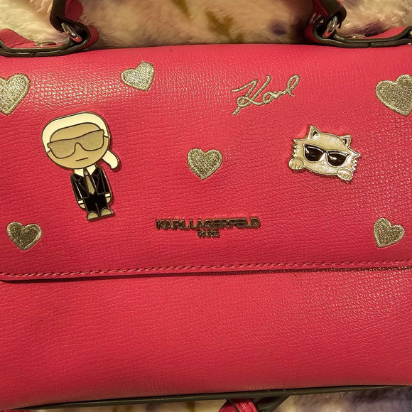 Women's Karl Lagerfeld & Choupette Pink Crossbody Bag - EUC - Picture 2 of 8